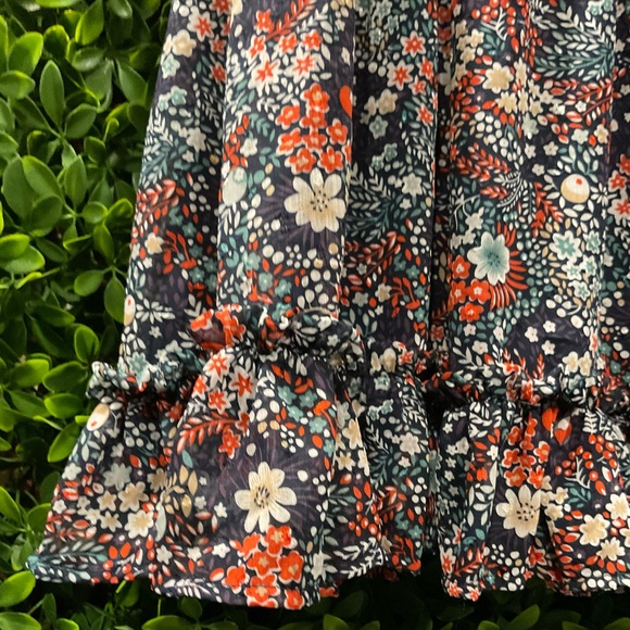 Ryan Michell Floral and Blue Graphic Dress with 3/4 Sleeves Size M - Picture 4 of 5